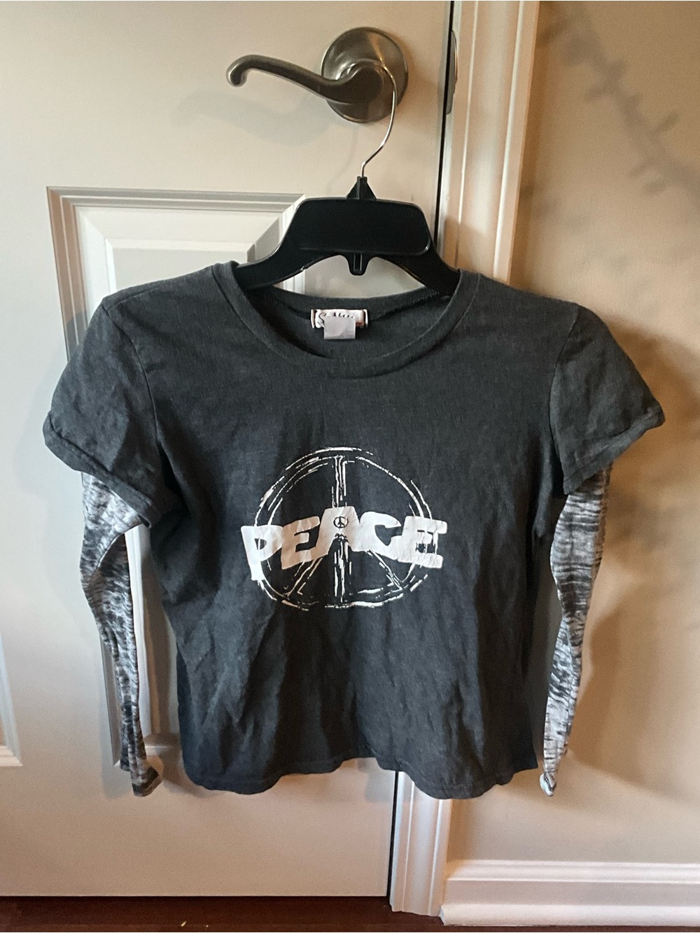 So Nikki Kids' Peace Graphic Layered-Look Long Sleeve Tee  Size 14